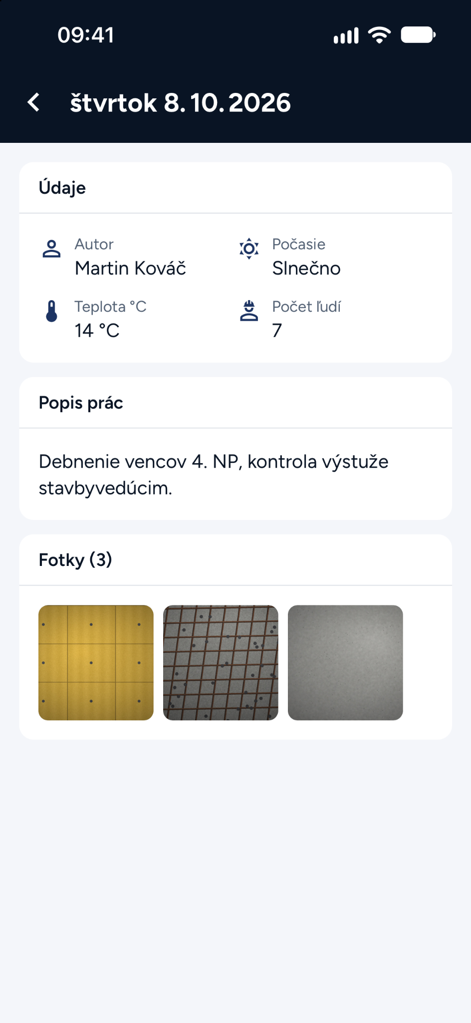 Skutečné snímky aplikace — Fotky